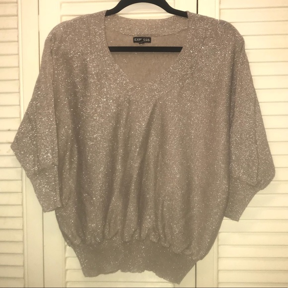 Express Sweaters - Free with Bundle Express Silver Sparkly Top M